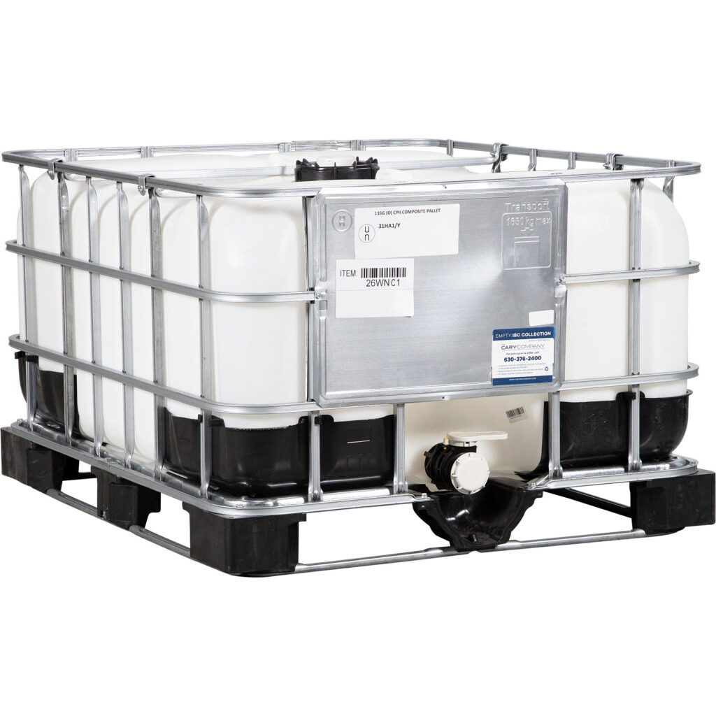 135 gallon ibc tote new un rated 2 22 camlock valve composite pallet 26wnc1 1