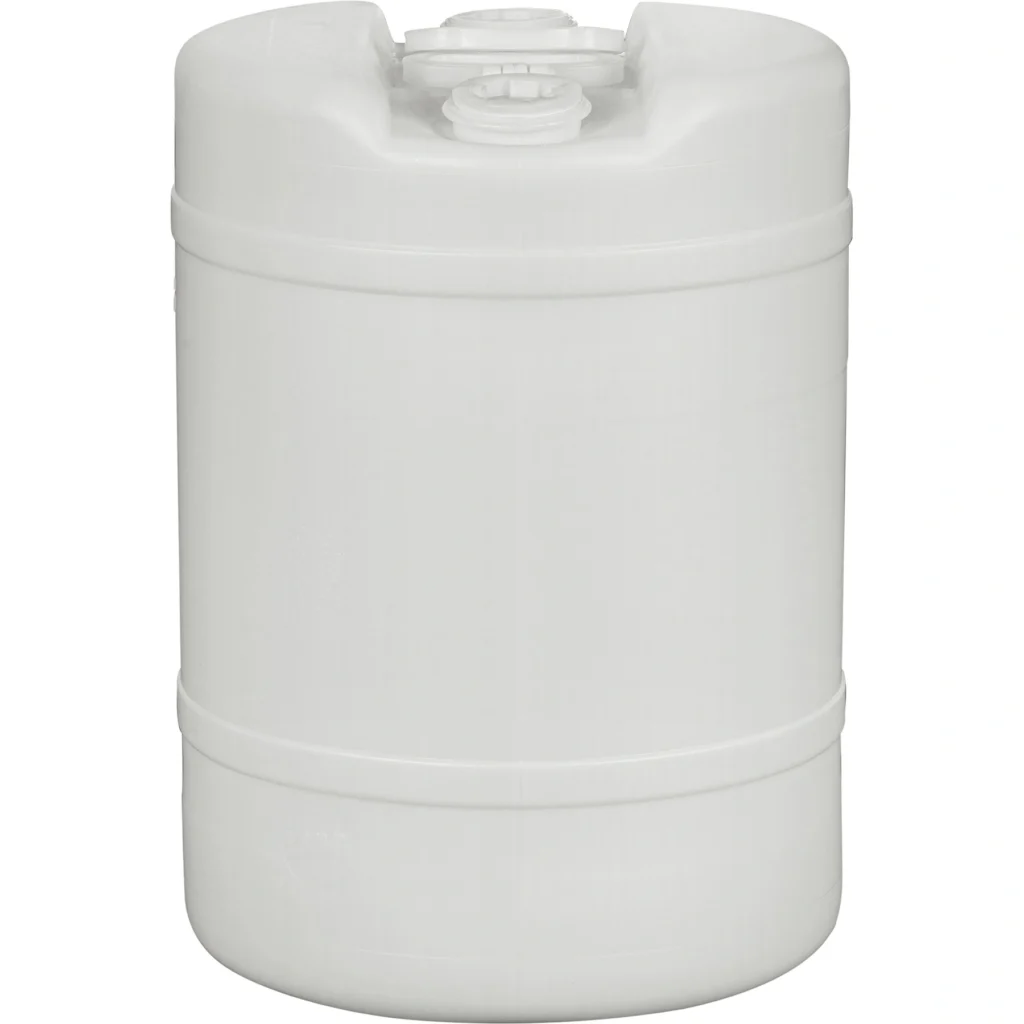 15 gallon natural tight head plastic drum un rated 2 inch npt and 2 inch buttress fittings