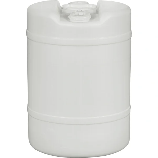15 Gallon Natural Tight Head Plastic Drum, UN Rated, 2" NPT & 2" Buttress Fittings