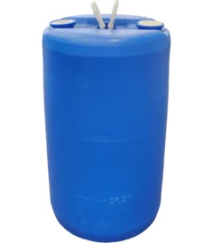 20gal blue tight head plastic drum un rated 2in nps and 2in buttress fittings two handles