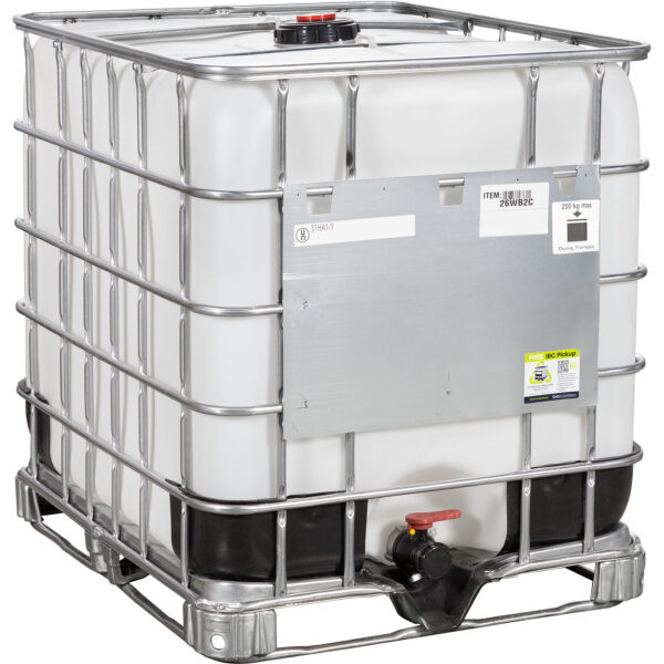 275 Gallon IBC Tote, Rebottled, UN Rated, 2" Camlock Valve, Steel/Composite Pallet