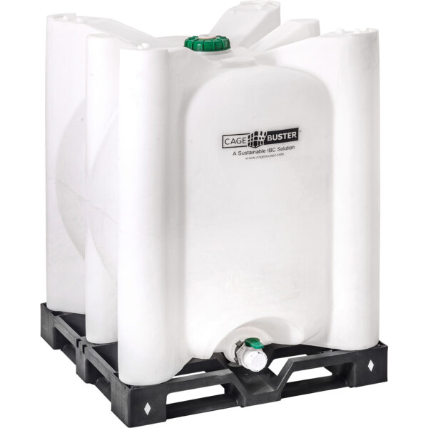 275 Gallon CageBuster Plastic IBC Tote, New, UN Rated, No Cage, Recycled Pallet