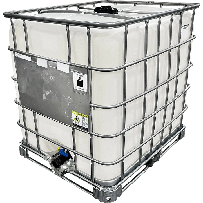 275-gallon_reconditioned-natural_ibc-tote_potentially-stained_hard-residue-or-some-debris_a 275 Gallon IBC Tote, Value Reconditioned, UN Rated, Various Valve & Pallet Styles - Image 1