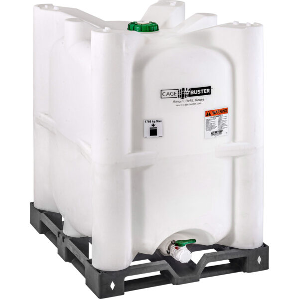 330 Gallon CageBuster Plastic IBC Tote, New, UN Rated, No Cage, Recycled Pallet