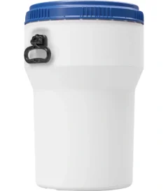 10.6 Gallon White Plastic Drum with Screw On Lid and Handles UN Rated