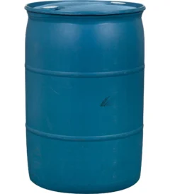 55 Gallon Washed Blue Tight Head Plastic Drum UN Rated with 2 Inch NPS and 2 Inch Buttress Fittings