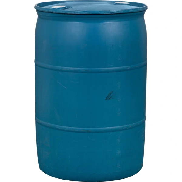 55 Gallon Blue Tight Head Plastic Drum, Washed, UN Rated, 2" NPS & 2" Buttress