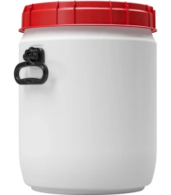 * 9 Gallon White Plastic Drum with Screw-On Lid