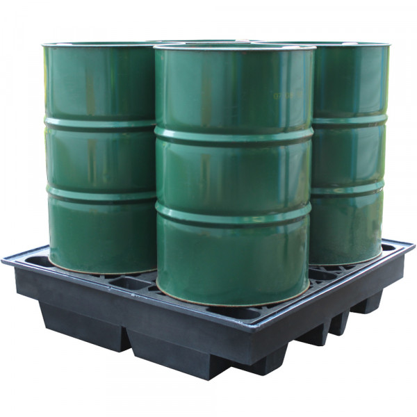 low_profile_recycled_4_drum_spill_pallet Low Profile Recycled 4 Drum Spill Pallet - Image 1