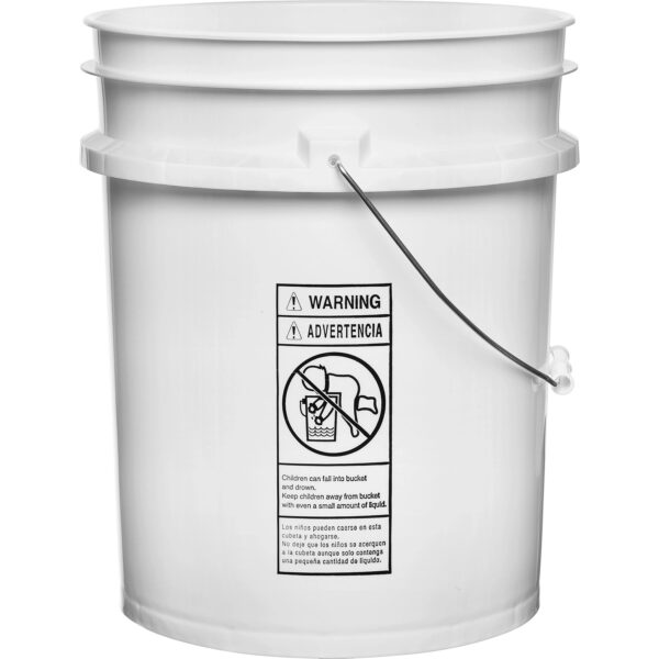 5 Gallon White Plastic Pail (90 mil), w/Metal Handle (P4 Series)