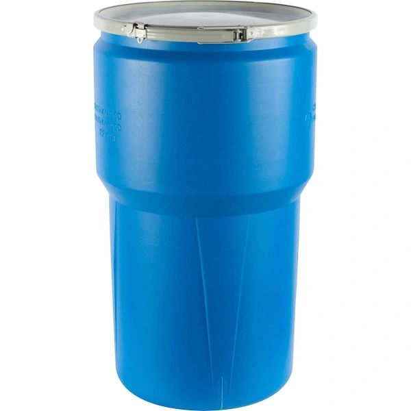 14gal-blue-plastic-drum_taper-sided_un-rated_cover-with-metal-lever-lock_99g277_1 14 Gallon Blue Plastic Drum, Taper Sided, UN Rated, Cover w/ Metal Lever Lock - Image 1