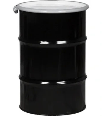 30 gallon black steel drum open head un rated bolt ring white lid 26wd3m 1