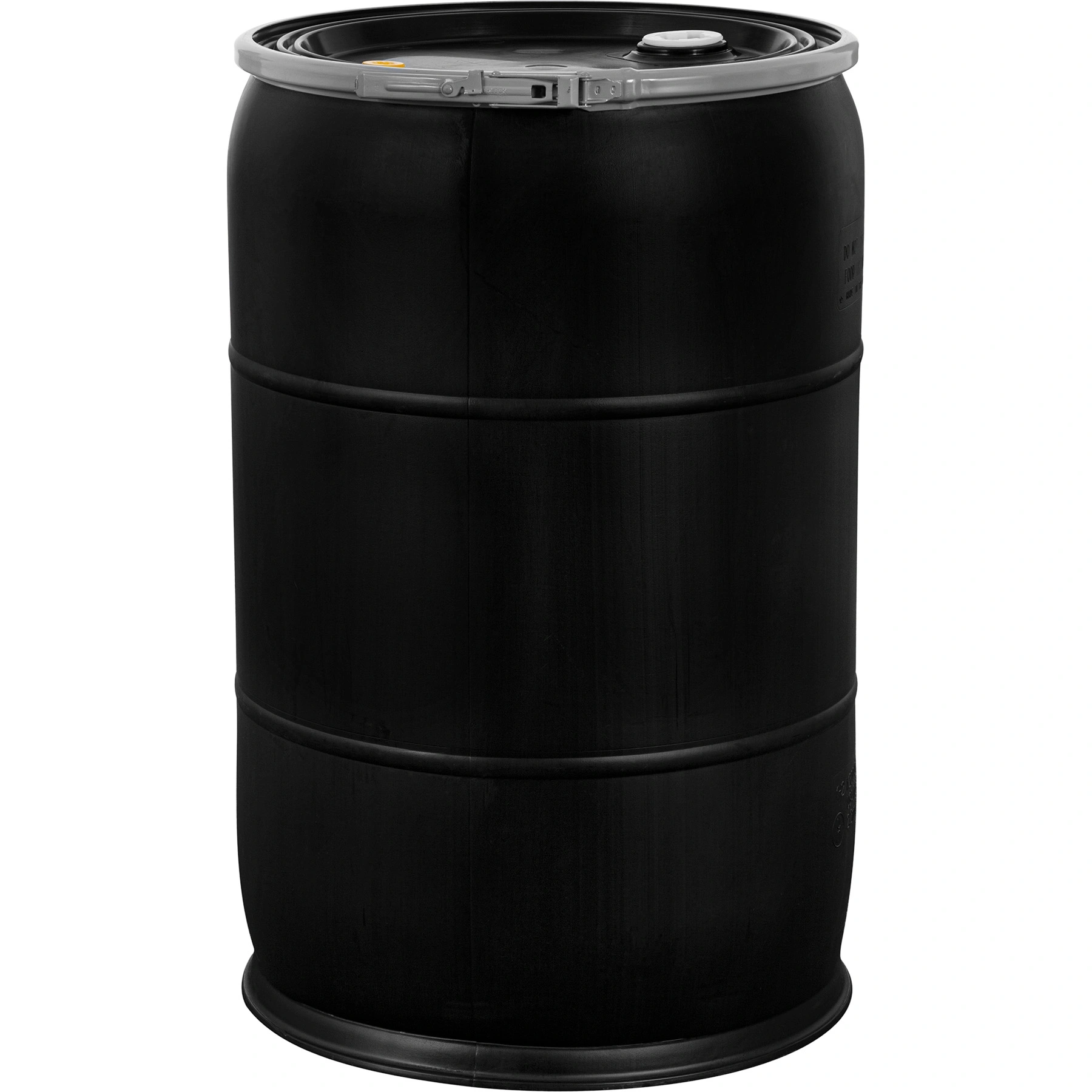 55-gallon-black-plastic-drum_cover-with-lever-lock-ring_reconditioned-un-rated-vari 55 Gallon Black Plastic Drum, Cover wLever Lock Ring, Reconditioned, UN Rated, Various Styles - Image 1