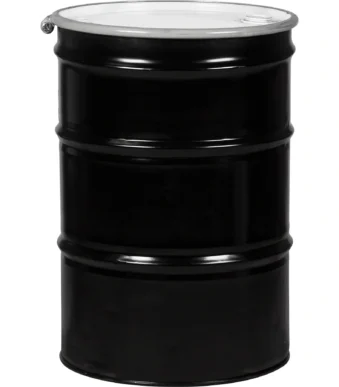 55 gallon black steel drum open head un rated lined bolt ring 2 inch 34 inch bung 26w5d