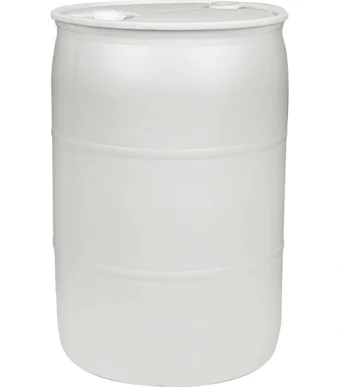 55 gallon natural tight head plastic drum un rated 2 inch npt inch and 2 inch buttress fittings 56wgn