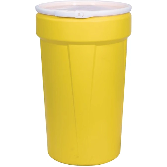55-gallon-yellow-plastic-drum_taper-sided_un-rated_cover-with-plastic-lever-lock_56bt5y_1 55 Gallon Yellow Plastic Drum, Taper Sided, UN Rated, Cover w/Plastic Lever Lock - Image 1