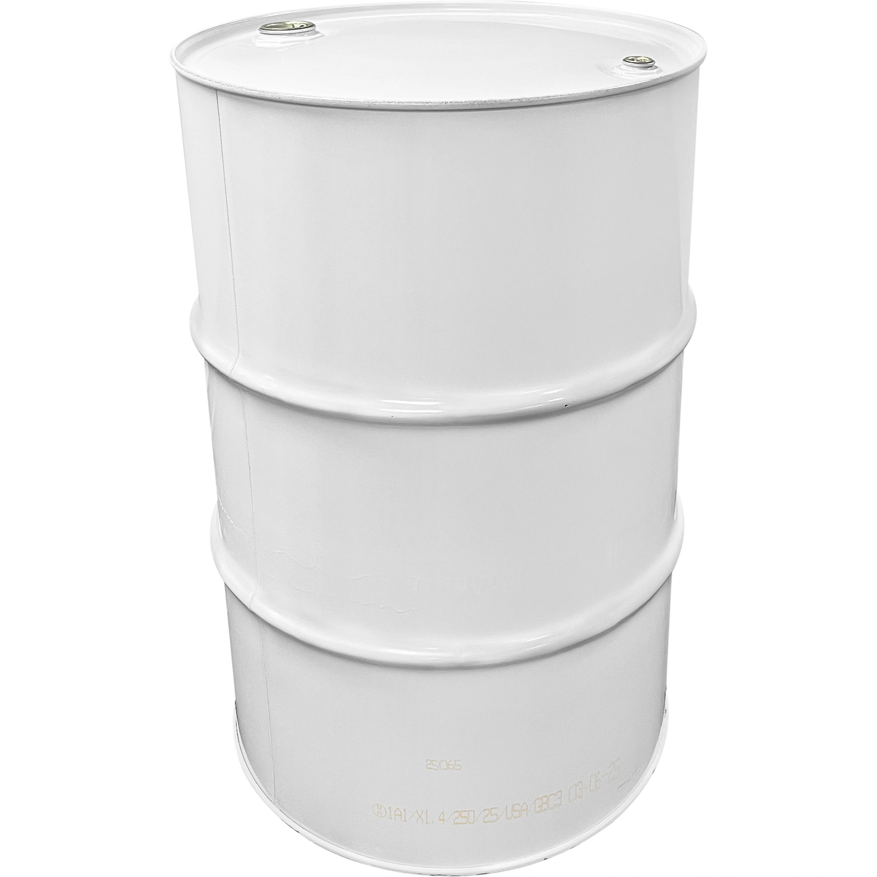 55-gallon_white-tight-head-steel-drum_2-inch-and-0.75-inch-fittings_un-rated 55 Gallon White Tight Head Steel Drum, 2 & 34 Fittings, UN Rated, Unlined, Poly Irradiated Gaskets - Image 1