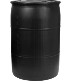 55gal black tight head plastic drum reconditioned un rated 2in nps and 2in buttress 56wk5r 1