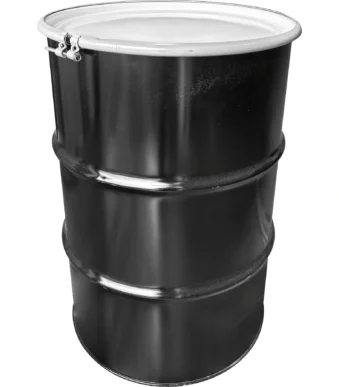 55gal steel drum black unlined 16 gauge cover with bolt ring 26wg54 1