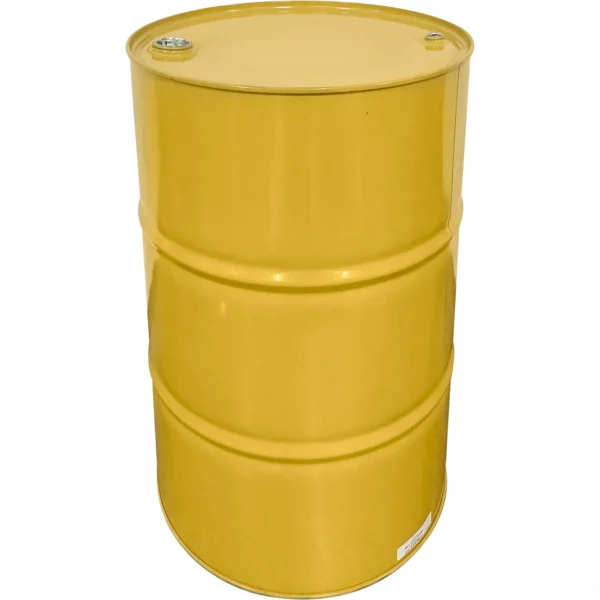 55 Gallon Yellow Tight Head Steel Drum, UN Rated, 2" & 3/4" Fittings, Buna Gasket, Unlined