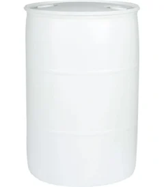 55gal white tight head plastic drum un rated 2in npt and 2in buttress fittings 56w56w 1