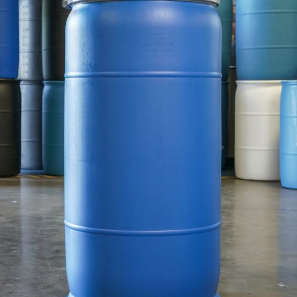 77 Gallon Plastic Barrel Top Drum (NEW) (Blue) — Lid & Lock