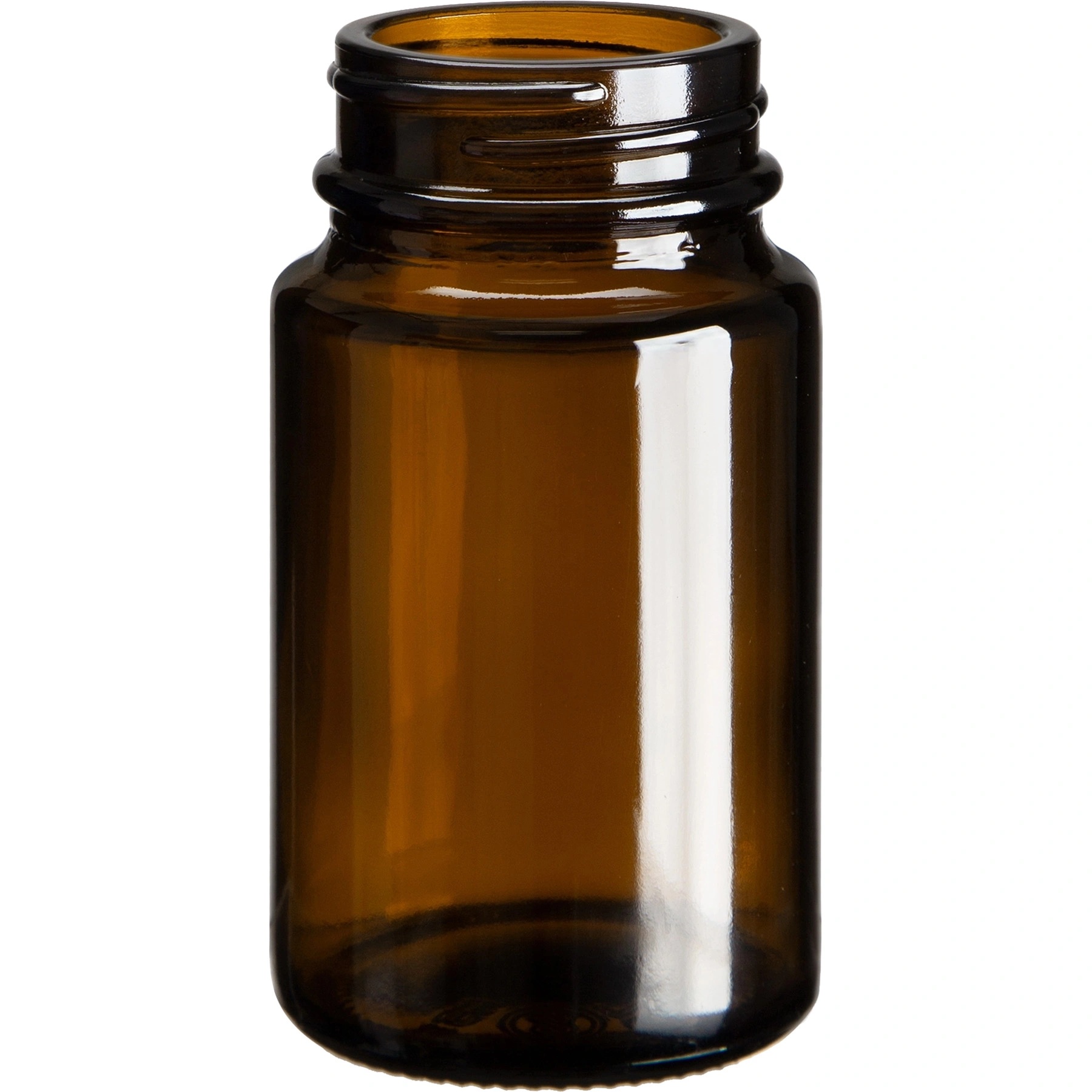 E1 2.5 oz. (75 cc) Amber Glass Packer Bottle, 38mm 38-400 - Image 1