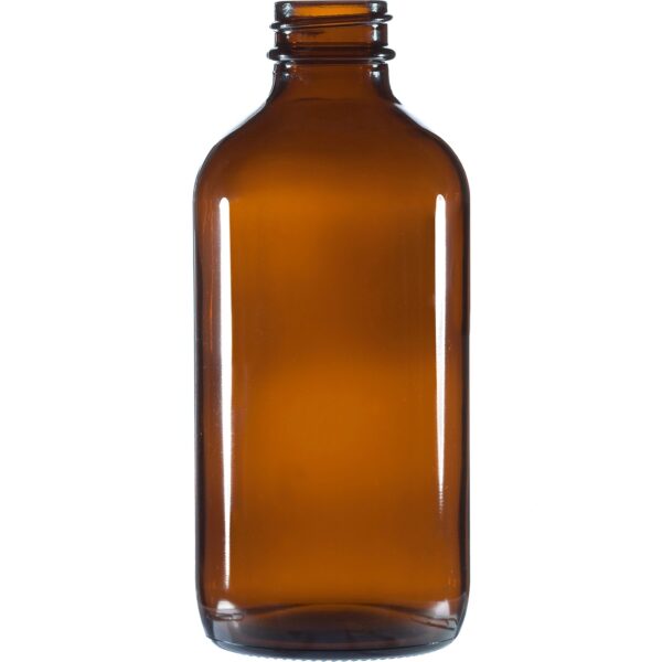 8 oz. Amber Boston Round Glass Bottle, 28mm 28-400