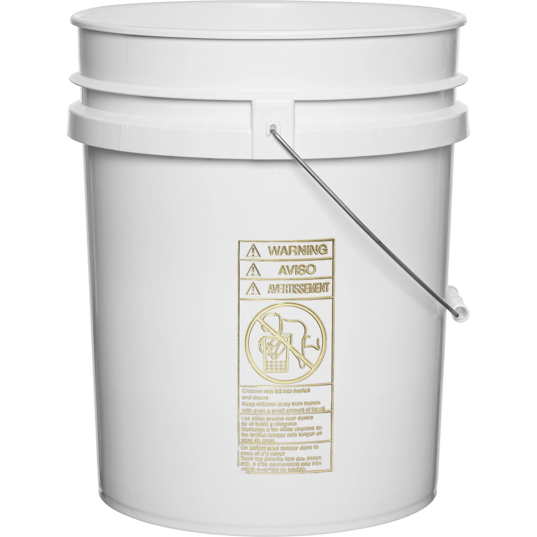 t1 5 Gallon White Plastic Pail (90 mil), w/Metal Handle (P6 Series) - Image 1