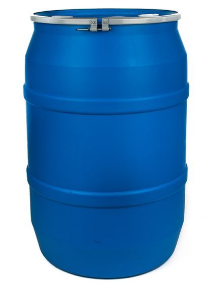 dru7158 55 Gallon Plastic Poly Drum, Open Head, UN Rated, Bolt, Bungs - Blue - Image 1